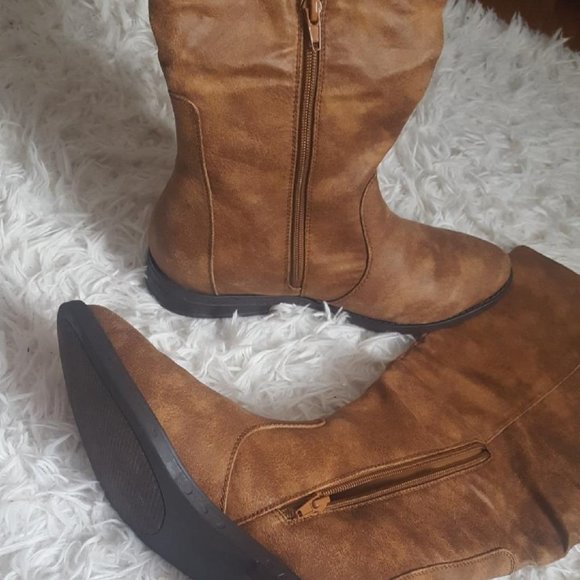 Womens Tall Boots With Ties and half zip - Picture 6 of 6